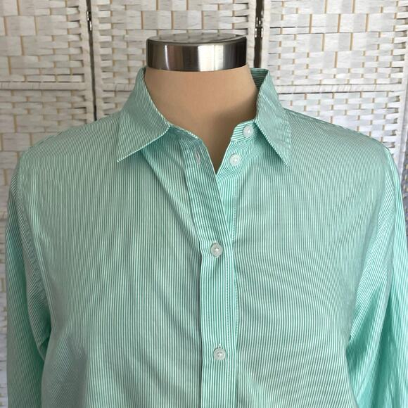 Everlane The Silky Cotton Relaxed Shirt Mint Green White Stripe Womens Sz 6 NWT - Picture 7 of 9
